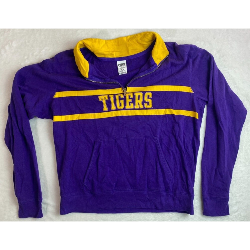 Victoria's Secret PINK LSU TIGERS Quarter Zip Sweatshirt‎ - Size Medium